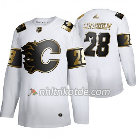 Calgary Flames Trikot Elias Lindholm 28 Adidas 2019-2020 Golden Edition Weiß Authentic - Herren